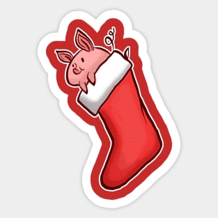 Holiday Christmas Stocking Piglet Sticker